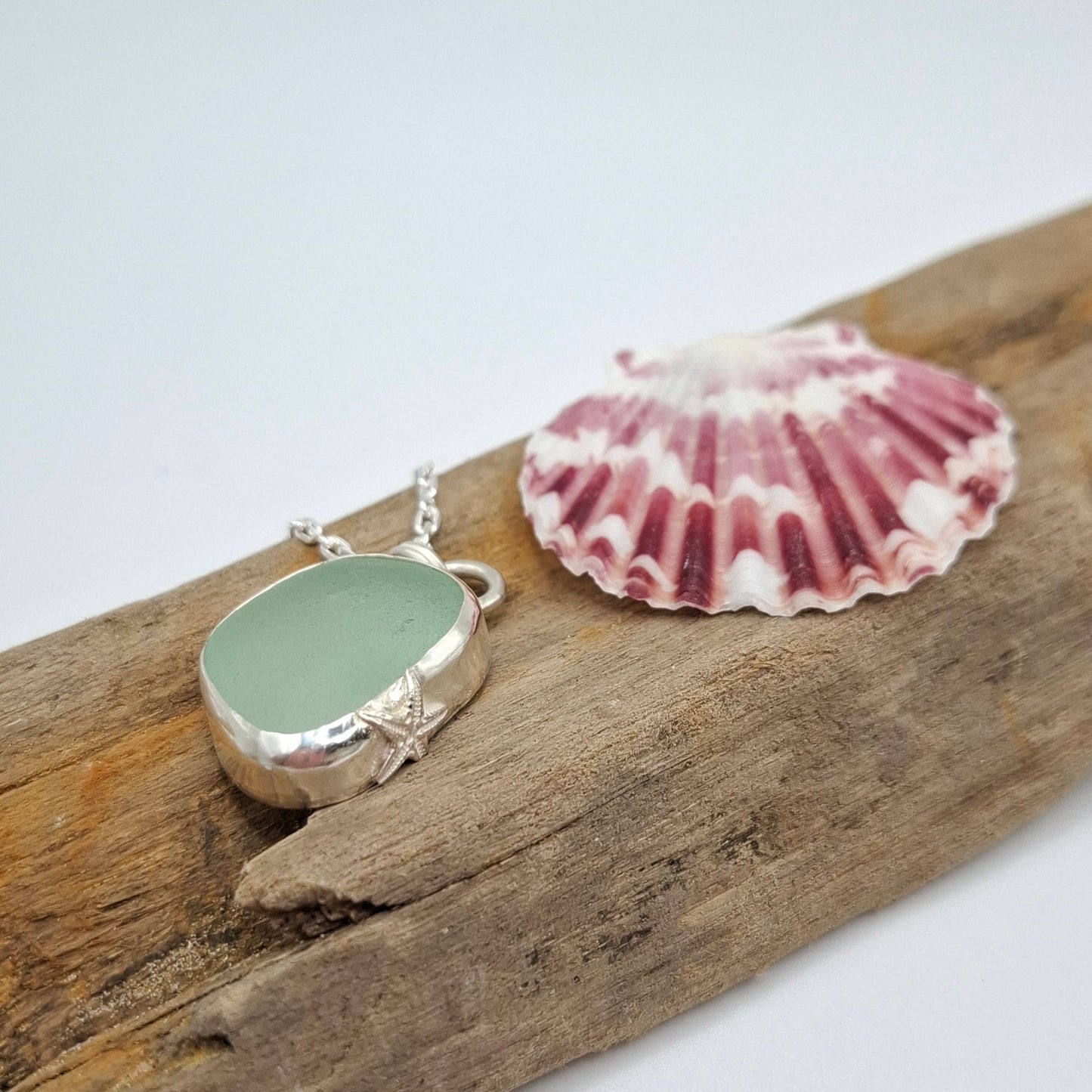 Channel Islands pale green chunky seaglass pendant | Ocean-Inspired Handmade Jewellery