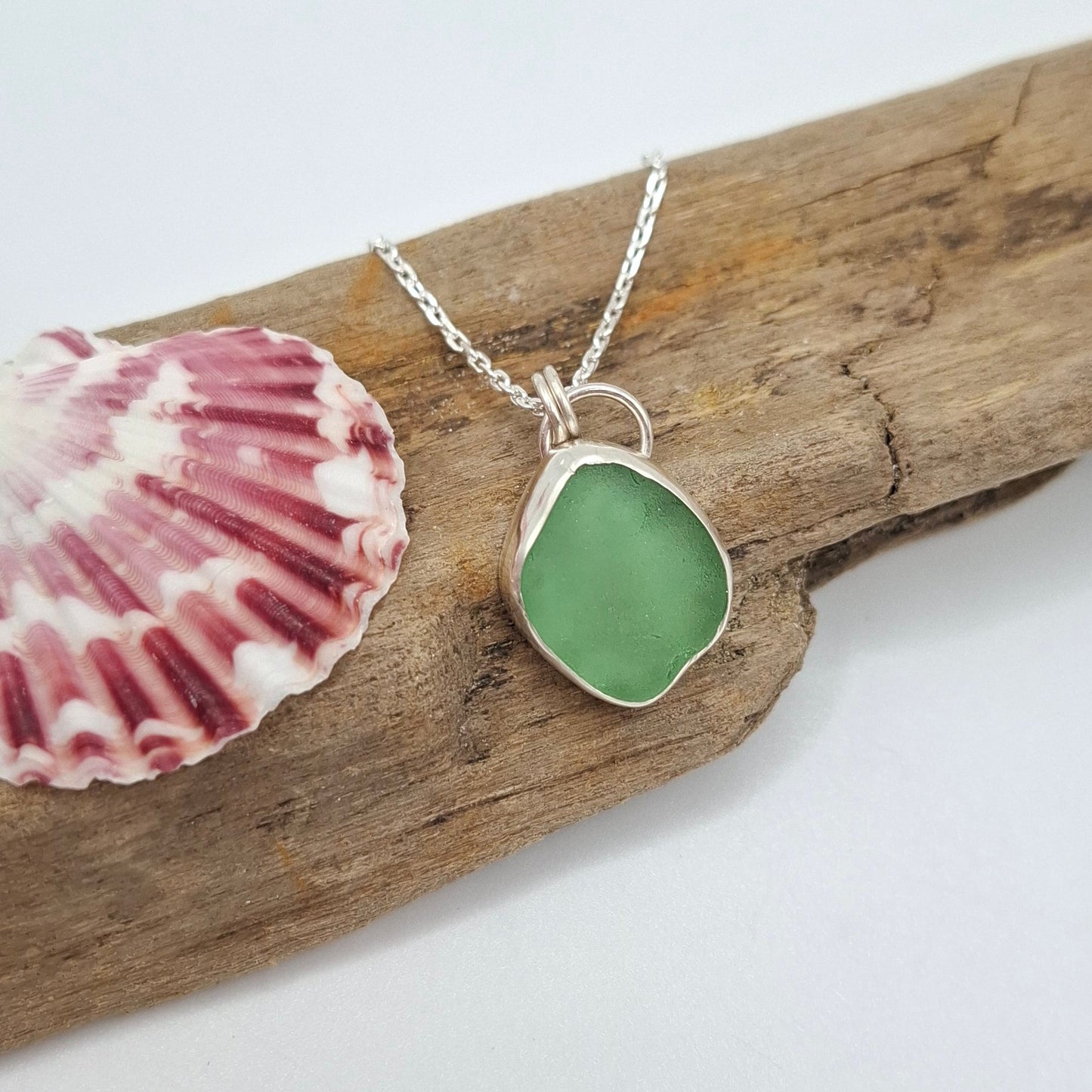 Channel Islands vibrant green seaglass pendant | Ocean-Inspired Handmade Jewellery UK