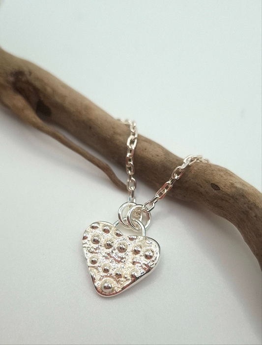 Cast Silver Sea Urchin Heart Pendant 