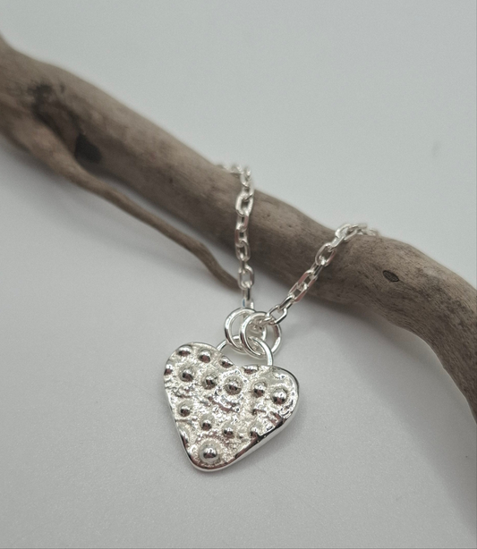 Cast Silver Sea Urchin Heart Pendant 