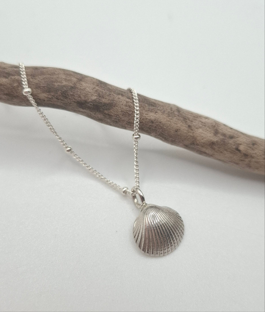Small Silver Clam Necklace 