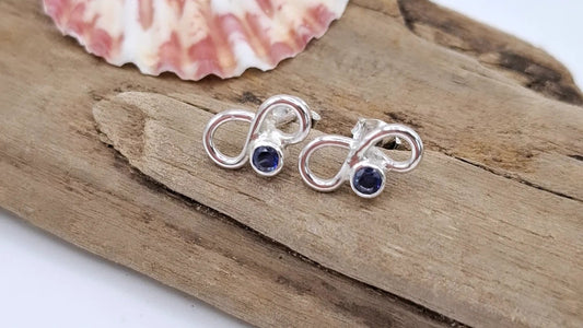 Silver infinity cubic zirconia earring studs | Ocean-Inspired Handmade Jewellery